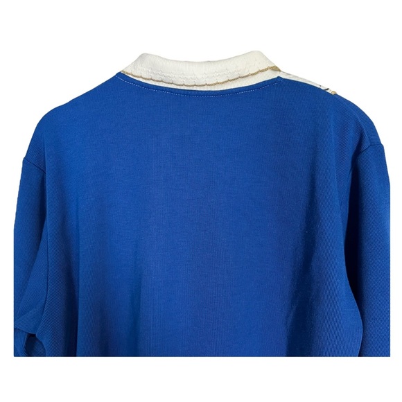 Vintage Koret 80s 90s Cottagecore Embroidered Blue and white collared sweater - Picture 9 of 13